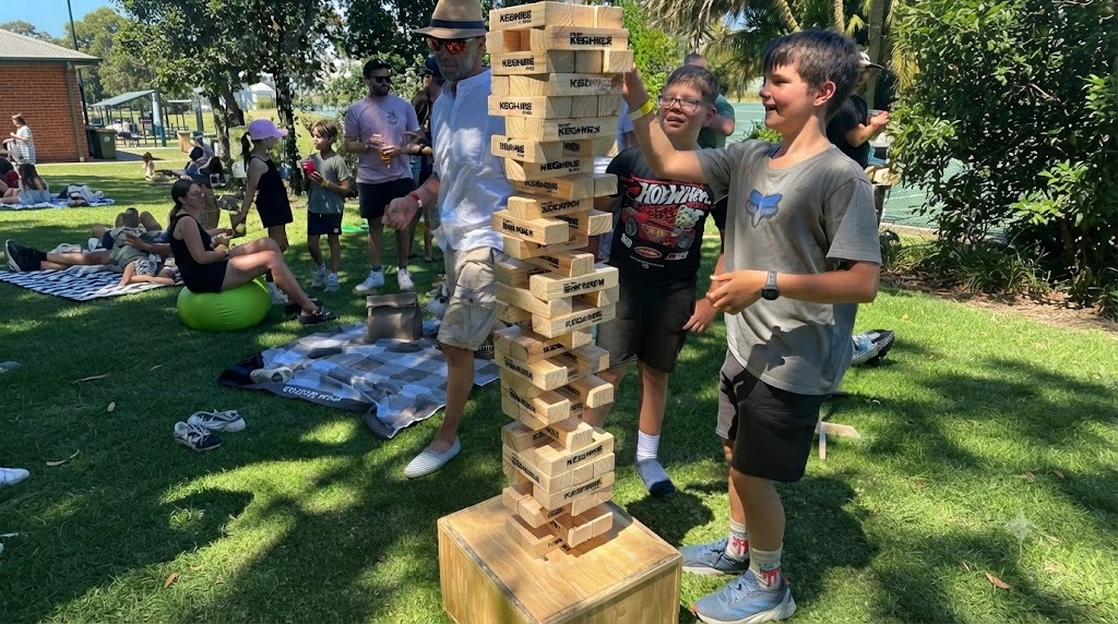 Giant Jenga Game On Rent in Jaipur set up at a destination wedding lawn