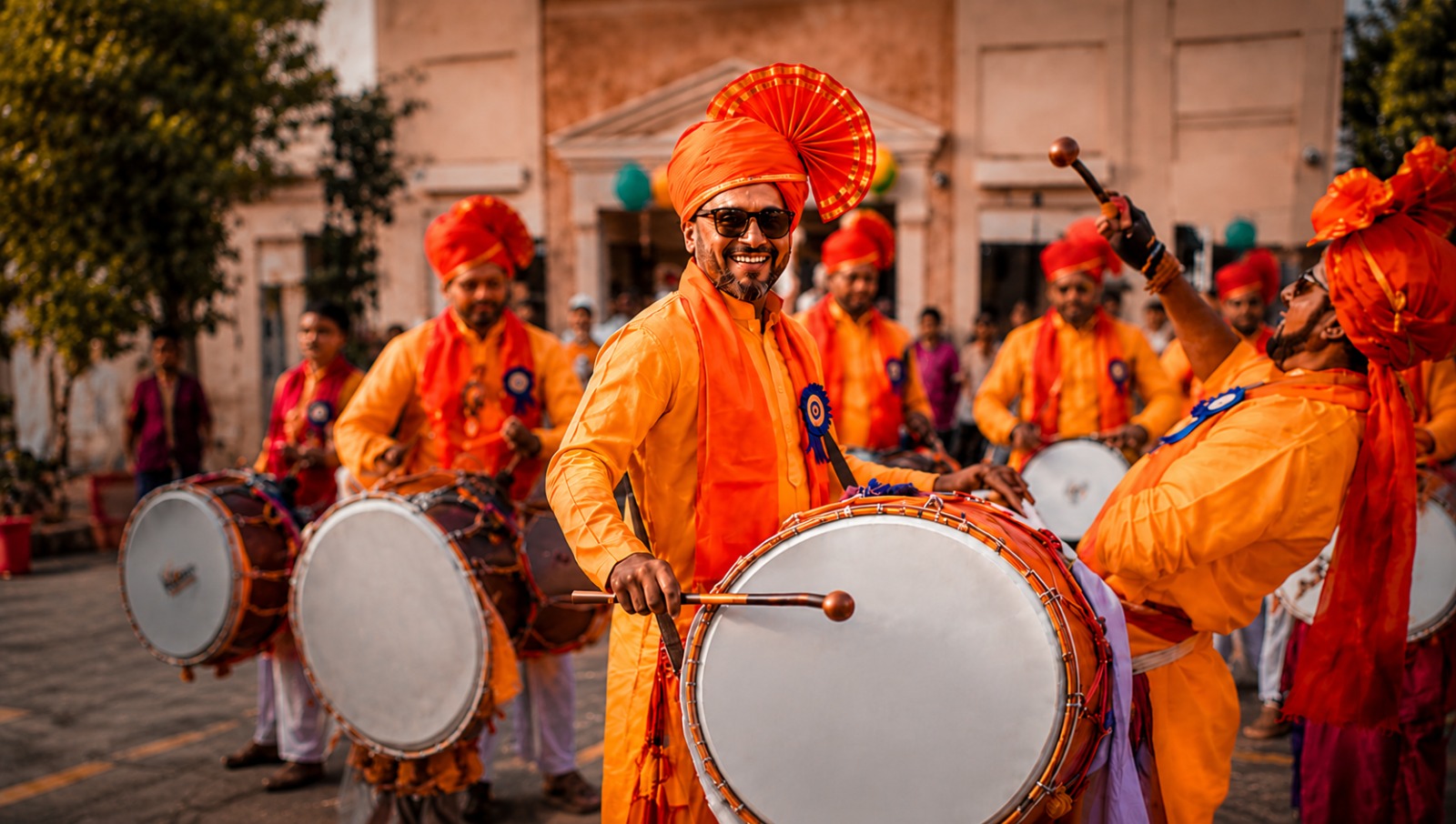 Dhol wala performing at a wedding function in Manesar