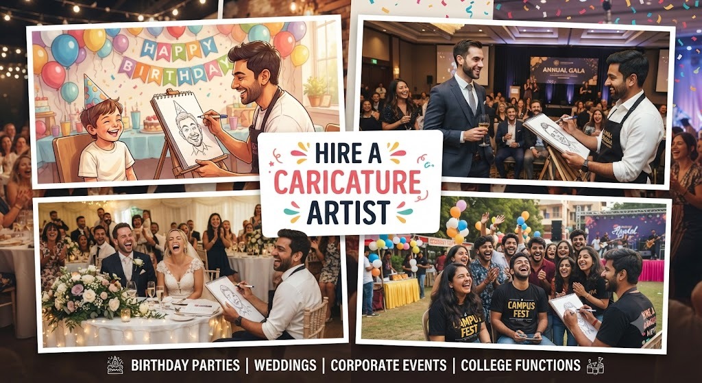 Professional caricature artist providing live event entertainment in Lucknow