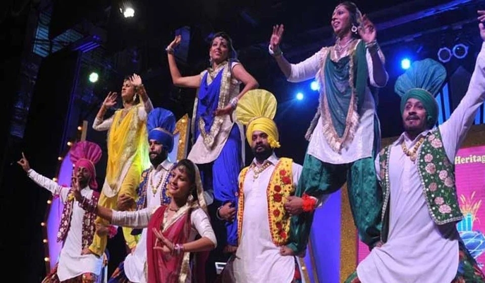 Mumbai Bhangra dance group performing Punjabi folk entertainment for local events