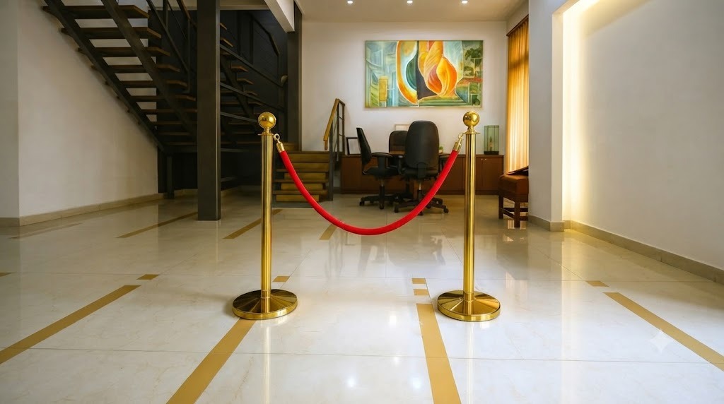 Q Manager Belt Stand On Rent set up for a Bareilly corporate event