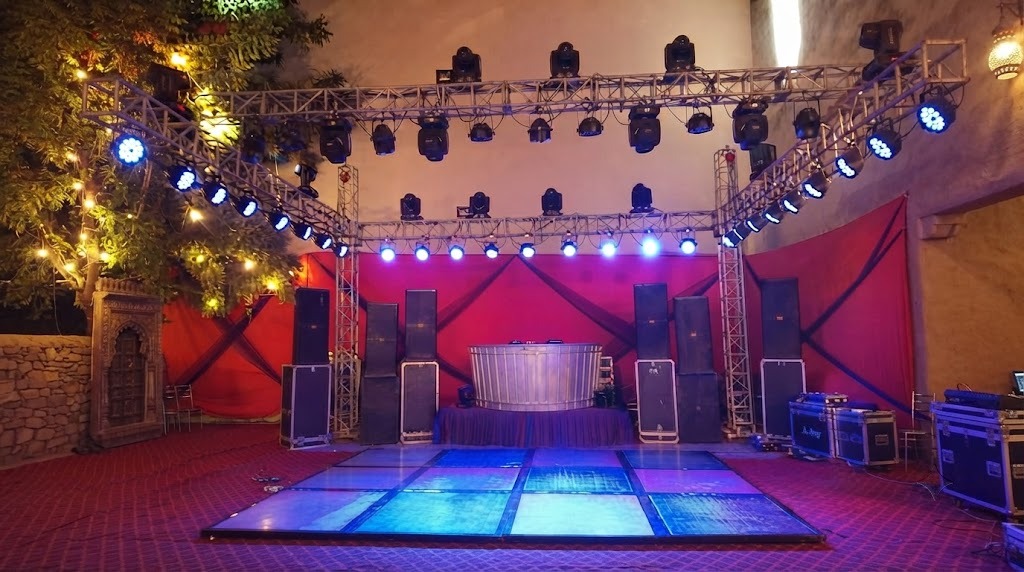 Sound System On Rent setup ready for a apartment celebration in Noida
