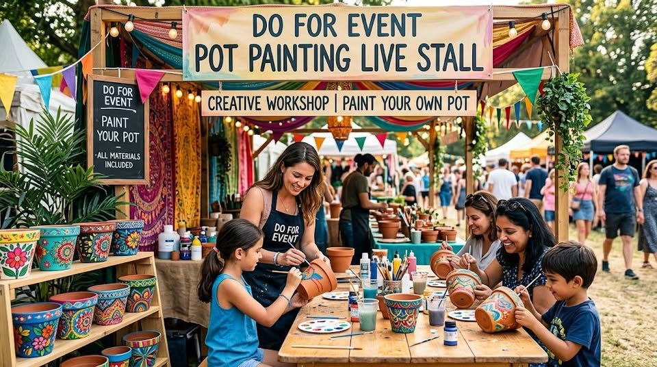 Pot Painting Live Stall On Rent experience in Agra - event setup 1