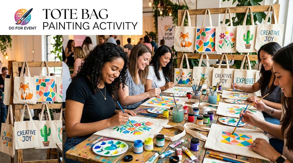 Tote Bag Painting Activity On Rent experience in Bareilly - event setup 1