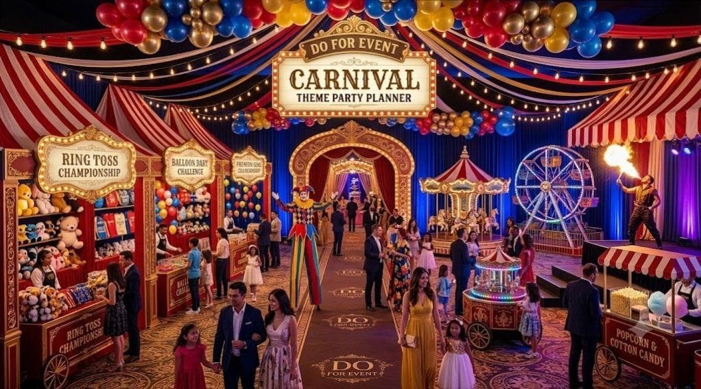 Carnival Theme Party Planner setup and event coordination in Agra