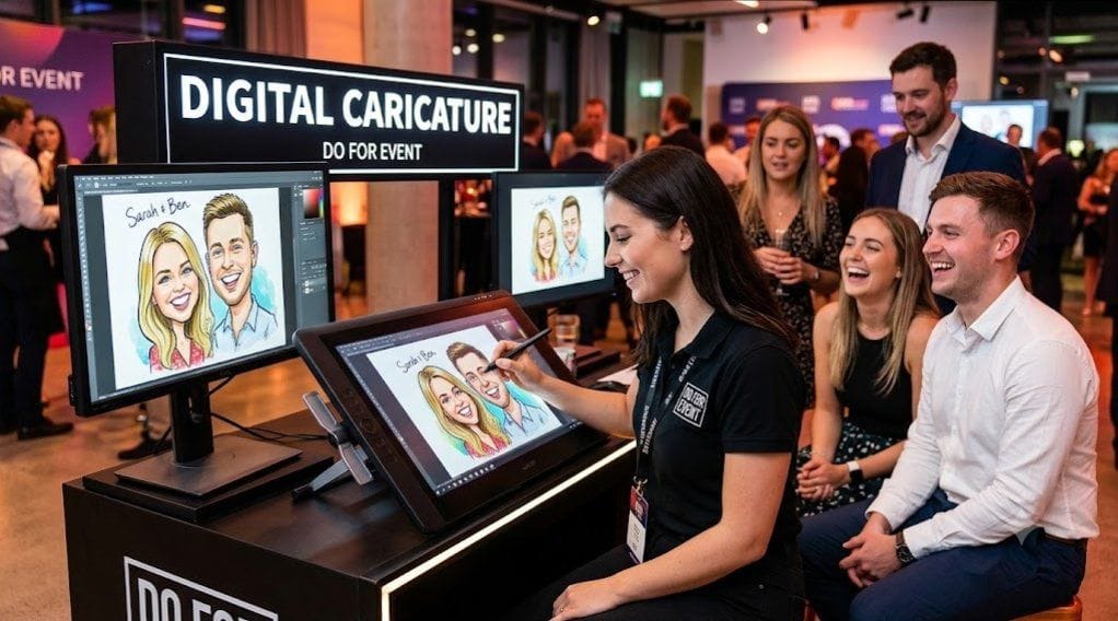 digital caticature on rent setup and event coordination in Hyderabad
